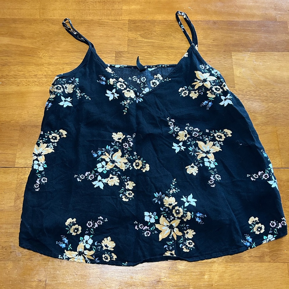 Floral Black Spaghetti Strap Top